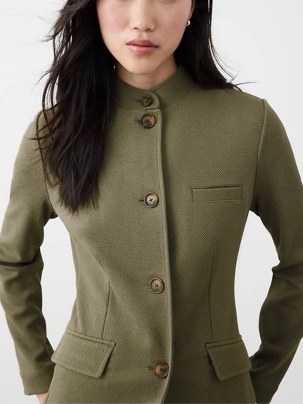 Banana Republic Olive Green Stand-Collar Blazer